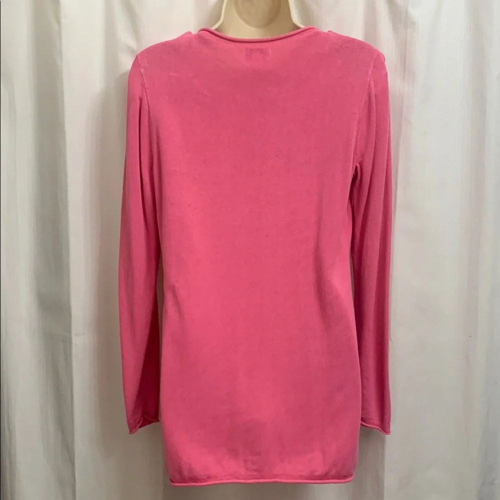 J.Crew Pink V-Neck Sweater Lightweight Luxury Linen Blend